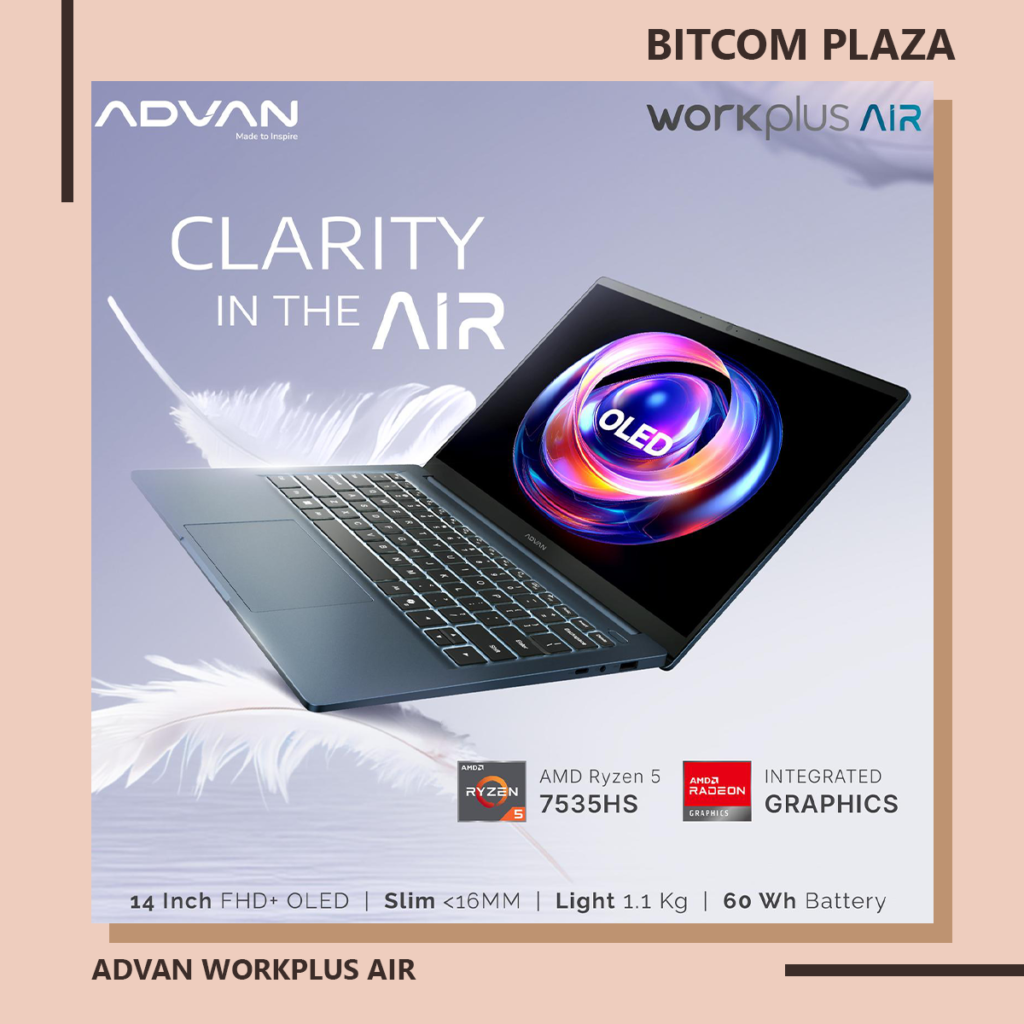 ADVAN Workplus Air Ryzen 5 7535HS 16GB/512GB 14″ OLED Full HD+ 1920 x ...