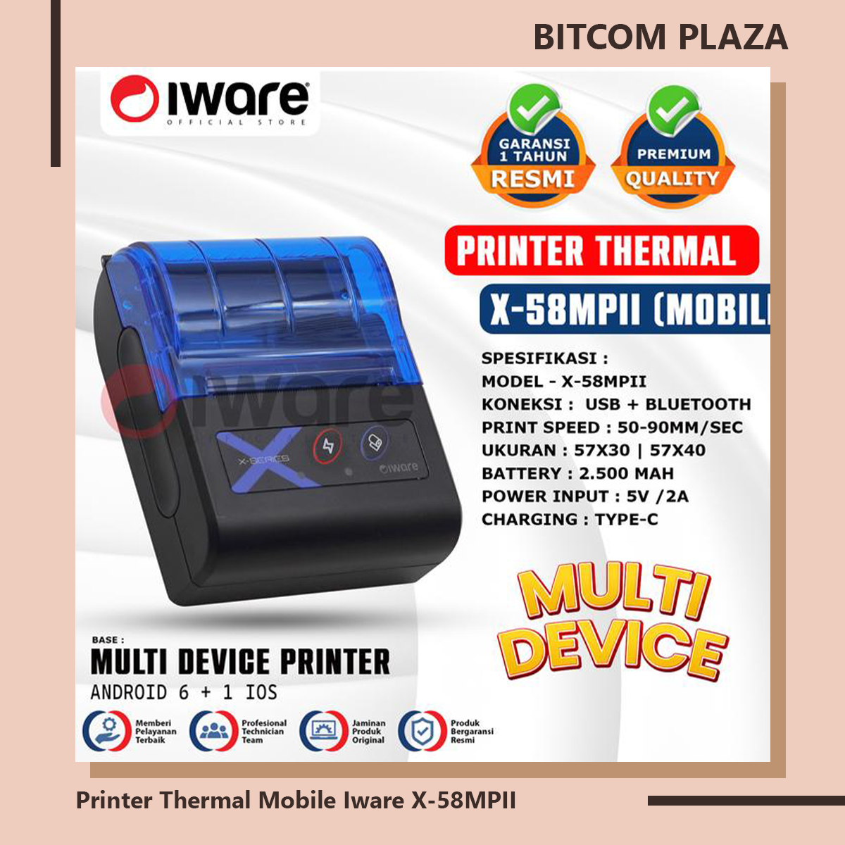 Printer Thermal Mobile Iware X-58MPII